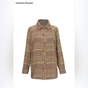 CABI Yorkshire Shacket Plaid Jacket in Brown and Yellow